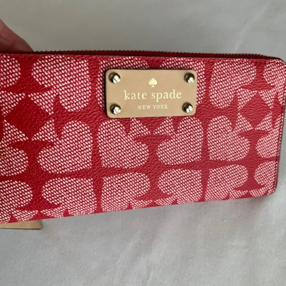 KATE SPADE | Ace Of Spades Red And White Zip Around Wallet